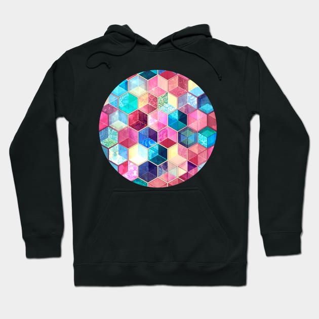 Topaz & Ruby Crystal Honeycomb Cubes Hoodie by micklyn